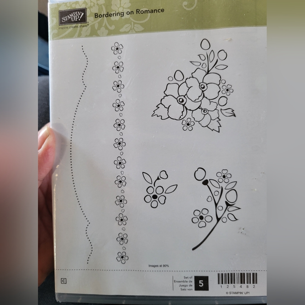 Stampin Up Photopolymer Bordering On Romance Set of 5 Stamps